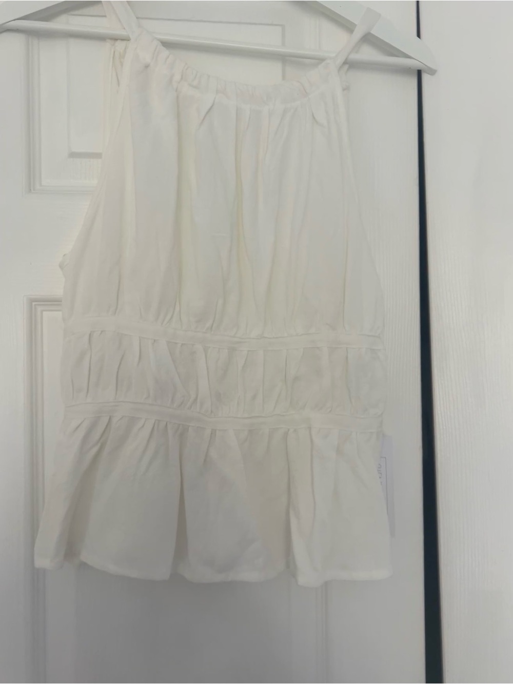 Sienna Sky Cream Ruffled Peplum Tank